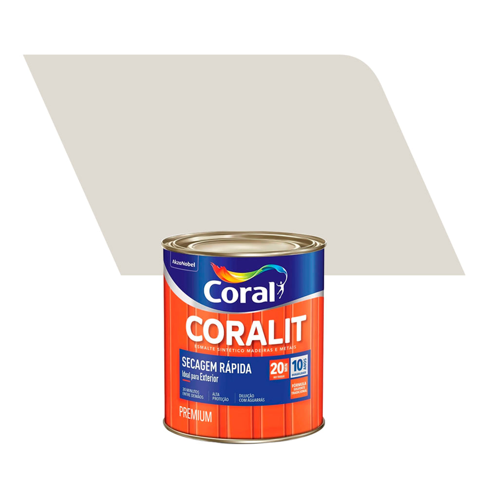 Tinta Esmalte Sintético Brilhante Premium Seca Rápida Coralit Branco Gelo  0,9L - Coral - Carajas