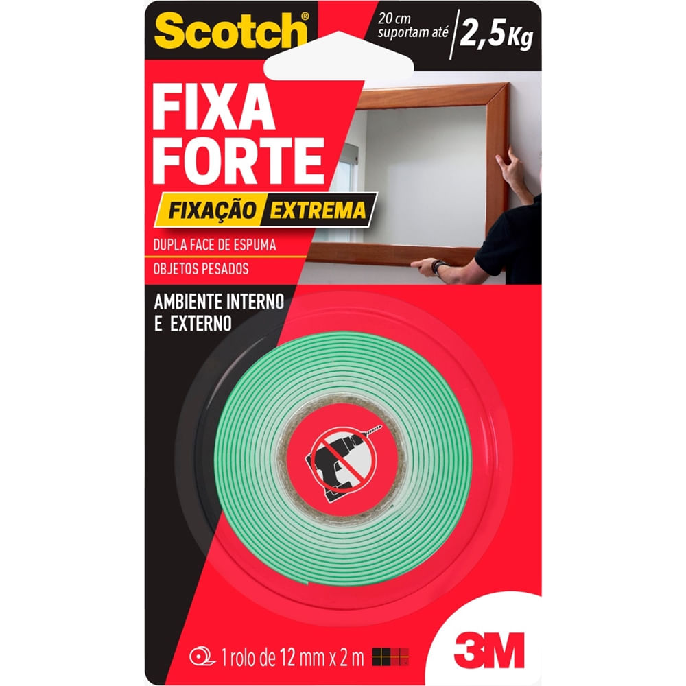 Fita adesiva Dupla Face Fixa Forte 19mm x 2m Scotch 3M