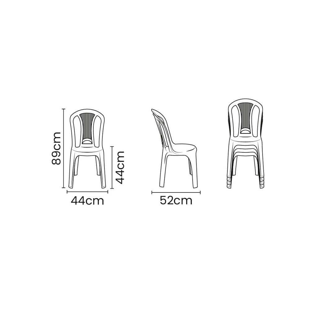 Conjunto 6 Cadeiras Plástico Sem Braço Búzios 79cm Alt Tramontina 154kg