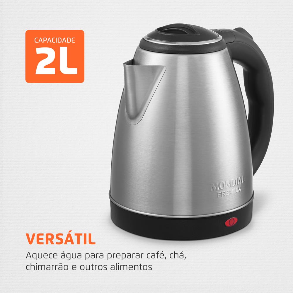 Chaleira Elétrica Mondial Pratic Inox 2 Litros - Novalar