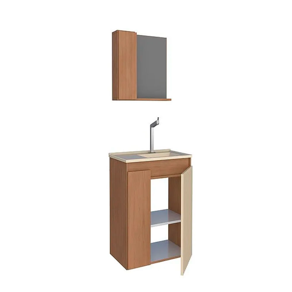 Gabinete Para Banheiro em Madeira Jequitibá Com Preto Osaka